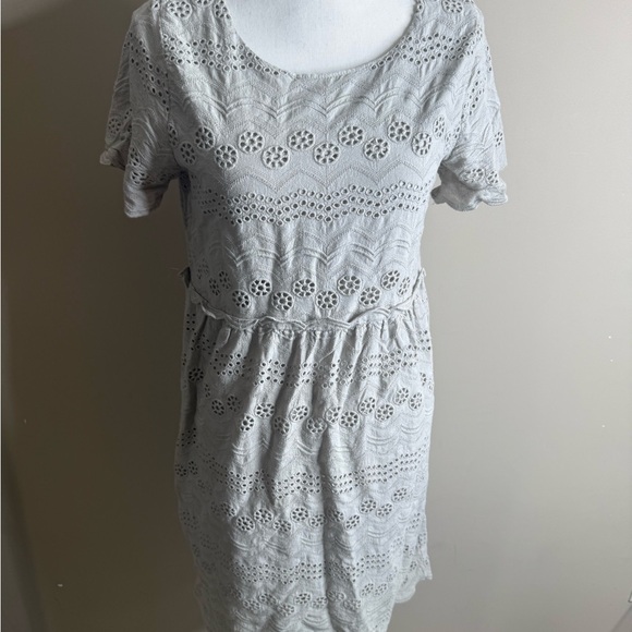 Tea n rose gray cotton eyelet dress medium - Picture 1 of 14